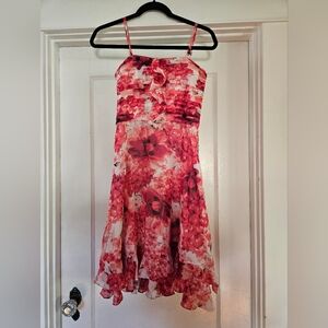 White house black market silk floral dress